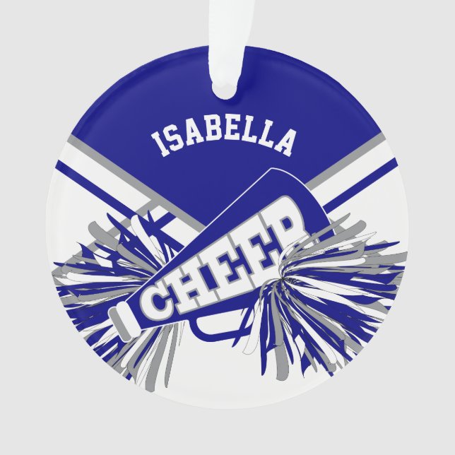 Cheerleader 📣💖 - White, Navy Blue and Grey Ornament (Front)