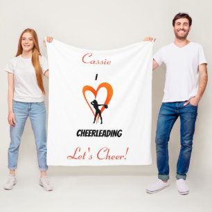 Cheerleader White, Orange, Black Fleece Blanket
