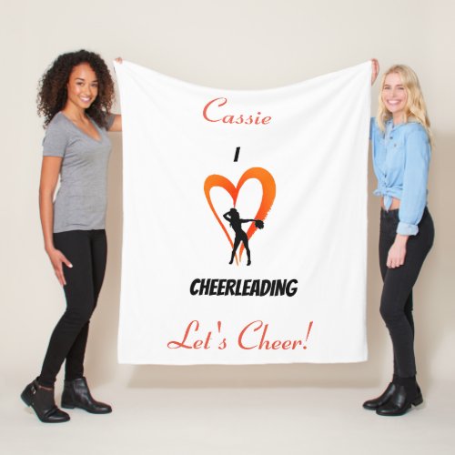 Cheerleader White Orange Black Fleece Blanket