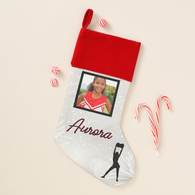 Cheerleader Winter Wonder Custom Photo & Name   Christmas Stocking (Front)