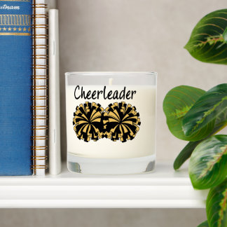 Cheerleader with Black & Gold Pom Poms Scented Candle
