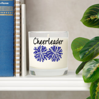 Cheerleader with Blue & Gray Pom Poms Scented Candle