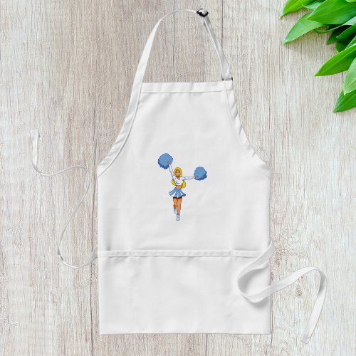 Cheerleader With Blue Pom Poms Adult Apron