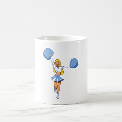 Cheerleader With Blue Pom Poms Coffee Mug