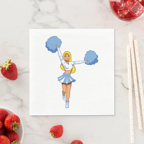 Cheerleader With Blue Pom Poms Napkins