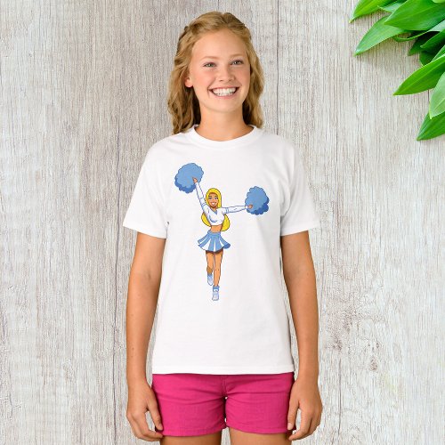 Cheerleader With Blue Pom Poms T_Shirt