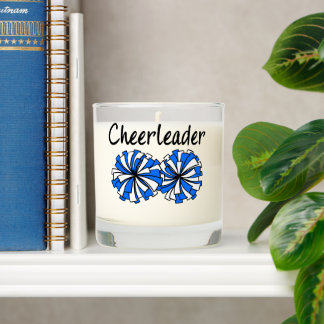 Cheerleader with Blue & White Pom Poms Scented Candle