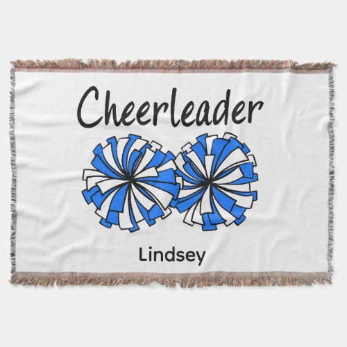 Cheerleader with Blue & White Pom Poms Throw Blanket