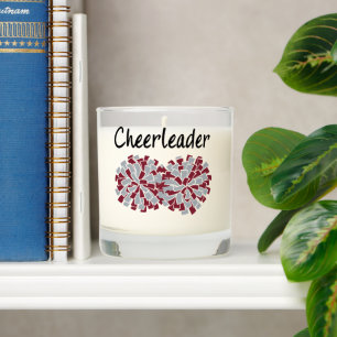 Cheerleader with Maroon & Gray Pom Poms Scented Candle
