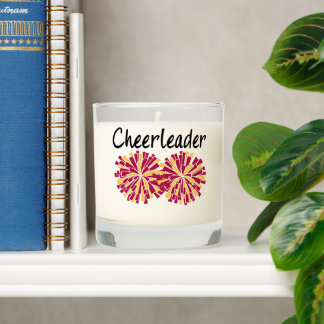 Cheerleader with Maroon & Yellow/Gold Pom Poms Scented Candle