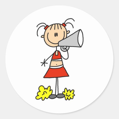 Cheerleader with Megaphone  Classic Round Sticker