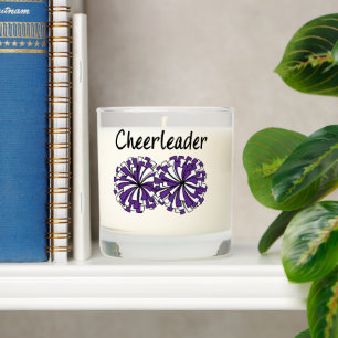 Cheerleader with Purple & White Pom Poms Scented Candle