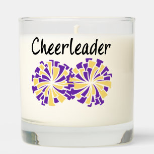 Cheerleader with Purple & Yellow/Gold Pom Poms Scented Candle