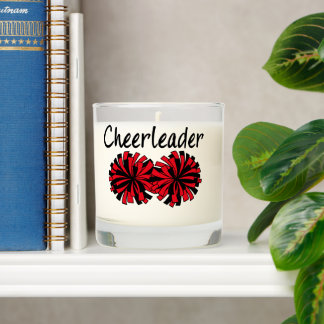 Cheerleader with Red & Black Pom Poms Scented Candle