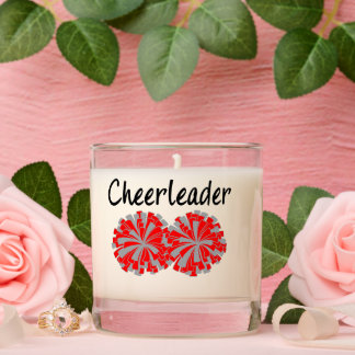 Cheerleader with Red & Gray Pom Poms Scented Candle