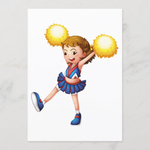 Cheerleader With Yellow Pom Poms Invitation