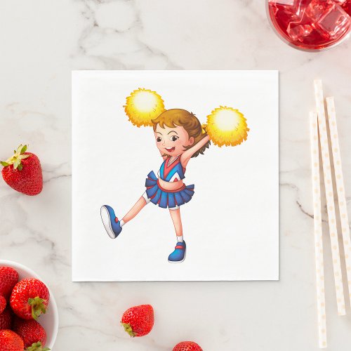 Cheerleader With Yellow Pom Poms Napkins