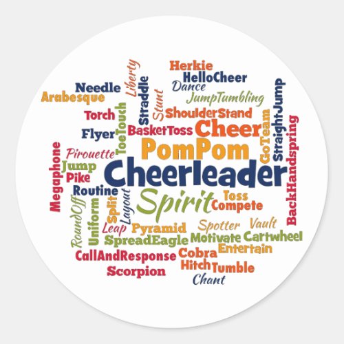 Cheerleader Word Cloud Cheer Leader Classic Round Sticker