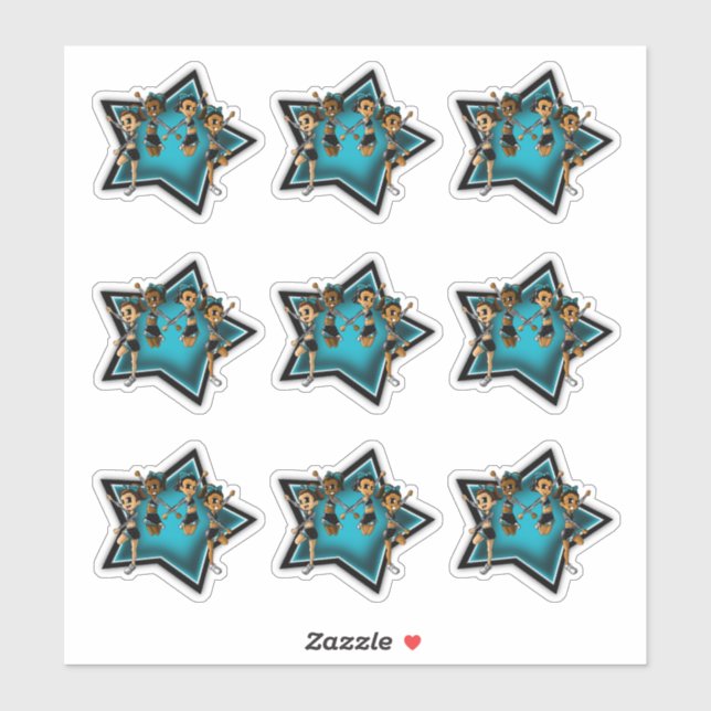 Cheerleaders and Stars Sticker (Sheet)