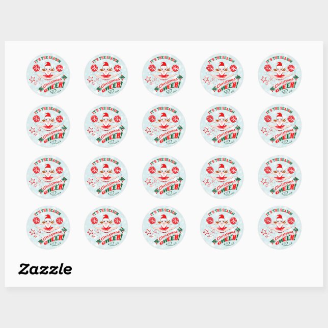 Cheerleaders Christmas Cheer  Classic Round Sticker (Sheet)
