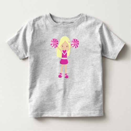 Cheerleaders Cute Girl Blonde Hair Cheerleading Toddler T_shirt