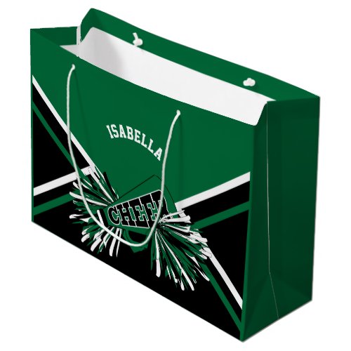 Cheerleaders _ Dark Green Black White _ Large Large Gift Bag