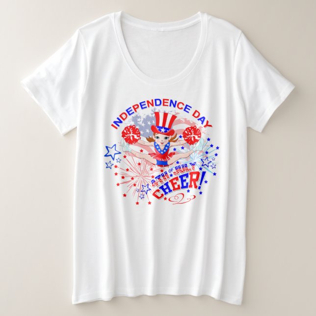 Cheerleader's, Independence Day, 4th July, Cheer Plus Size T-Shirt (Design Front)