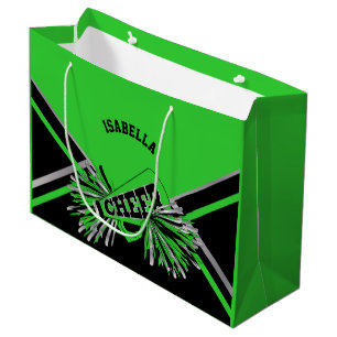 Cheerleaders - Lime Green, Black, Silver - Large Large Gift Bag