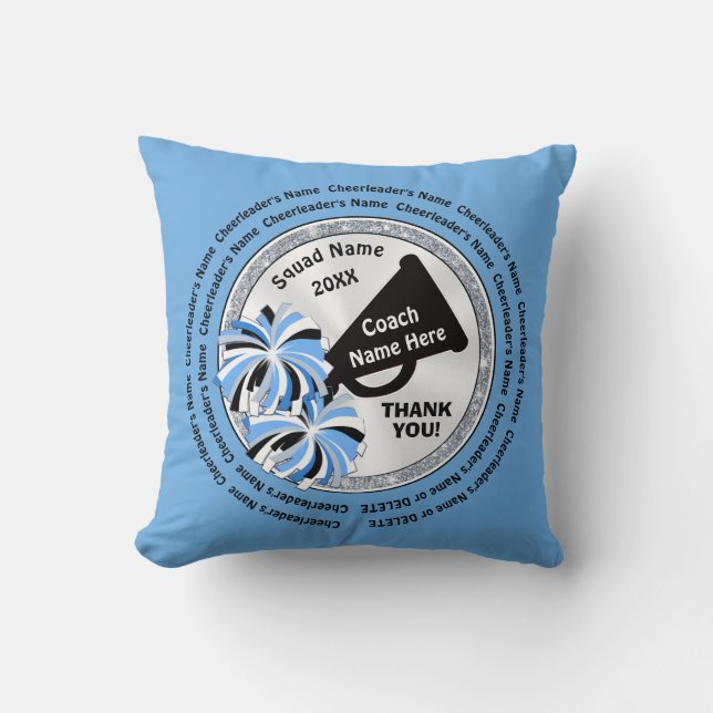 Cheerleader's Names Thank You Gift for Cheer Coach Throw Pillow (Front)