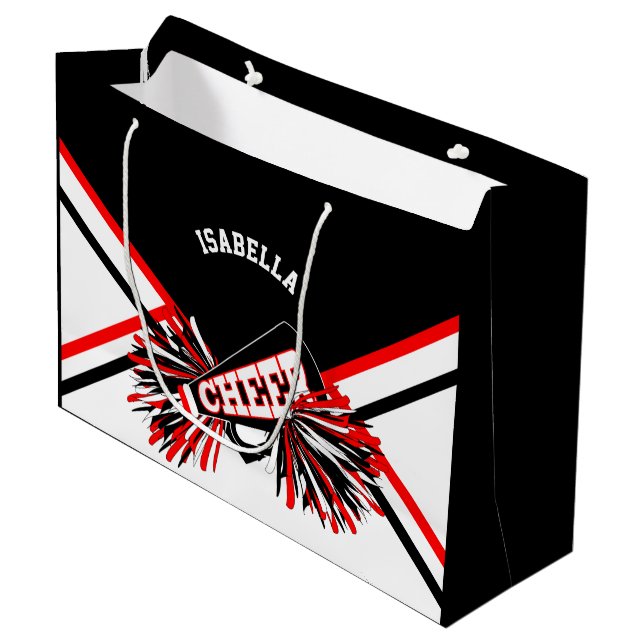 Cheerleaders - Red, Black, White - Large Gift Bag (Front Angled)