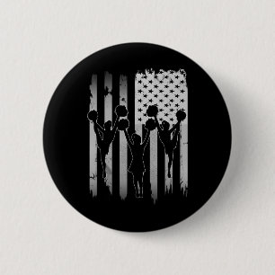 Cheerleaders Usa American Flag 4th Of July Cheerle Button