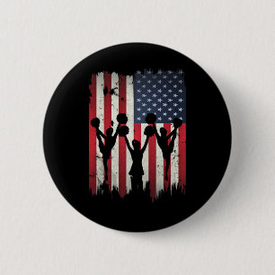 Cheerleaders Usa American Flag 4th Of July Cheerle Button