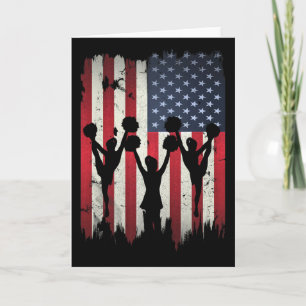 Cheerleaders Usa American Flag 4th Of July Cheerle Card