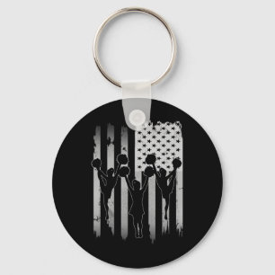 Cheerleaders Usa American Flag 4th Of July Cheerle Keychain