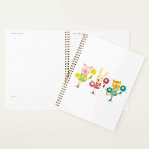 Cheerleading Animal Trio Pig Bunny and Cat Planner
