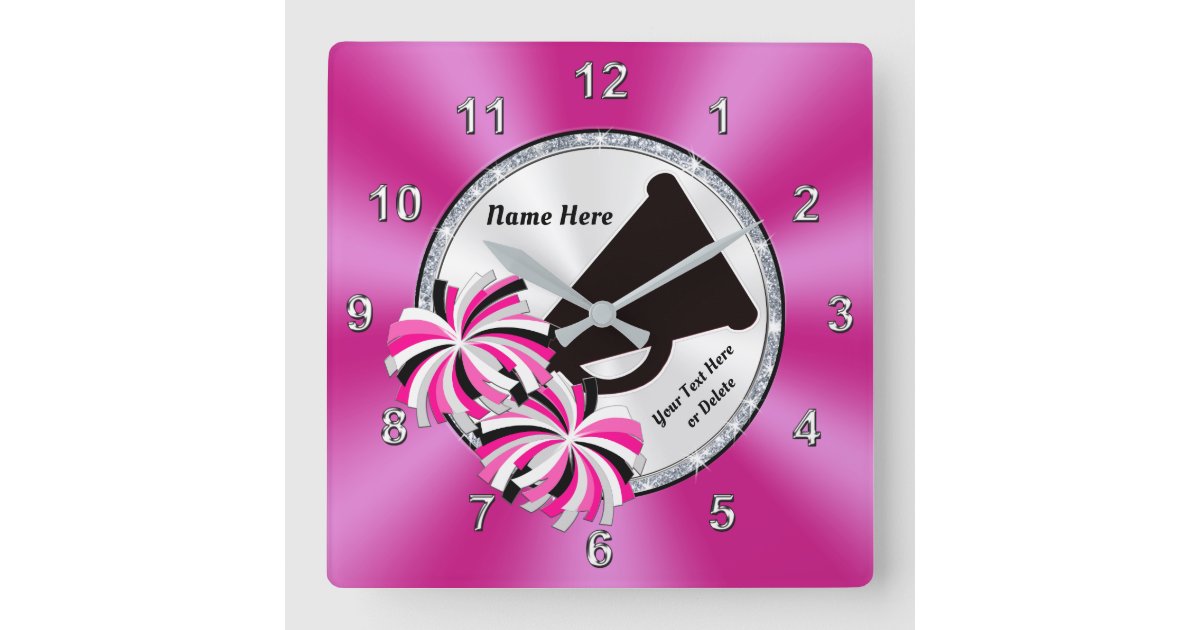 Cheerleading Bedroom Ideas, Pink Cheer Wall Clocks | Zazzle
