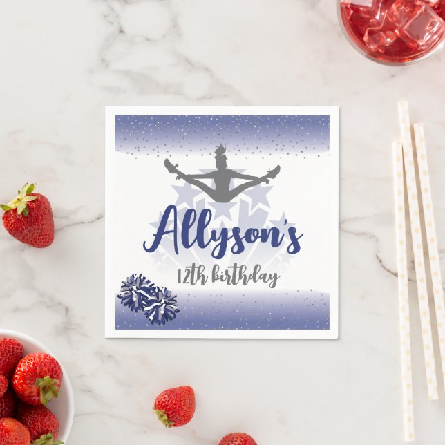 Cheerleading Birthday Party, Any Age Navy Blue Napkins (Insitu)