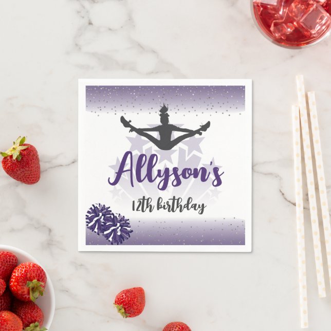 Cheerleading Birthday Party, Any Age Purple Napkins (Insitu)