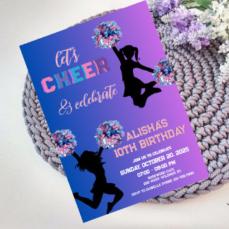 Cheerleading birthday party  invitation
