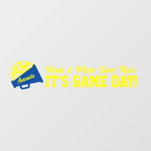 Cheerleading Blue and Yellow Game Day Back Window Cling