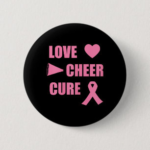 Cheerleading Breast Cancer Love Cheer Cure Button
