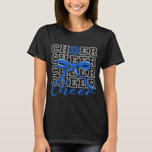 Cheerleading Cheer Blue Coquette Bow Cheerleader F T-Shirt
