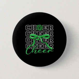 Cheerleading Cheer Green Coquette Bow Cheerleader Button
