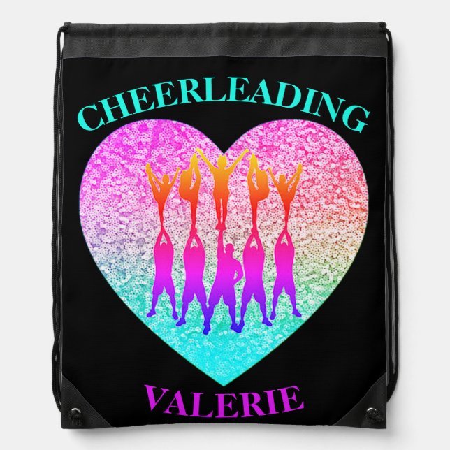 Cheerleading Cheer Stunt Pyramid Drawstring Bag (Front)