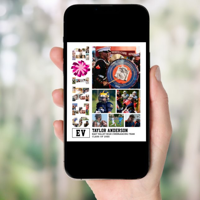 Cheerleading Cheer Team Senior Photo Collage Poster (Front Digital)