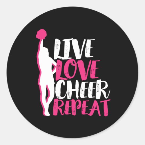 Cheerleading Cheerleader Live Love Cheer Repeat Classic Round Sticker