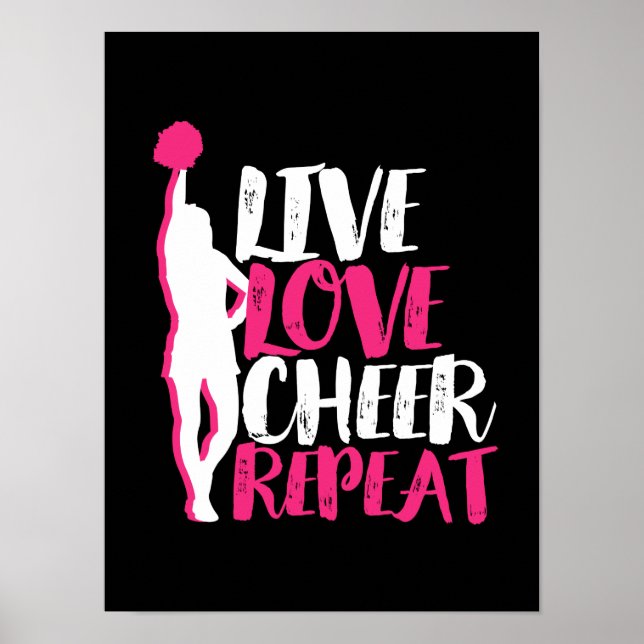 Cheerleading Cheerleader Live Love Cheer Repeat Poster (Front)
