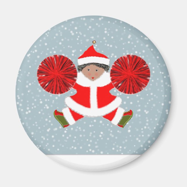 Cheerleading Christmas Stocking Stuffer Magnet (Front)