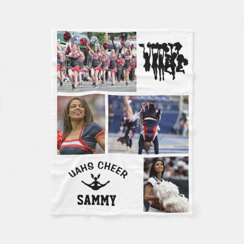 Cheerleading Class of 2023 4 Photo School Name Fleece Blanket