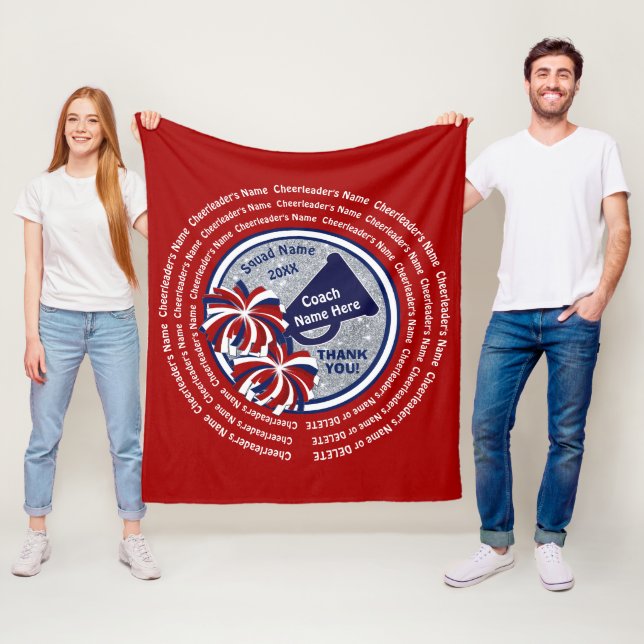 Cheerleading Coach Gift Ideas Red White Blue Cheer Fleece Blanket (In Situ)